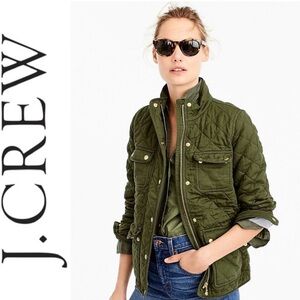 J. CREW olive green quilted downtown field jacket size Small
